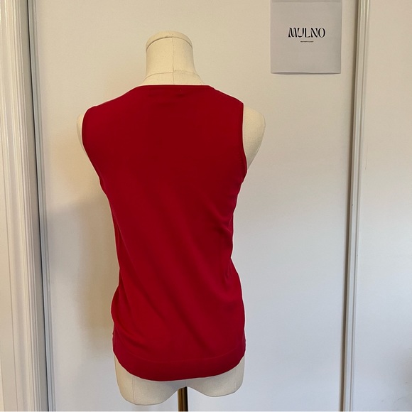 August Silk Designer Top Red Stretchy Size Small Workwear Sleeveless Daily Basic - Picture 4 of 9